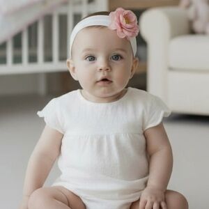 Jillian’s Closet Baby Girl White Romper Dress 0–3M